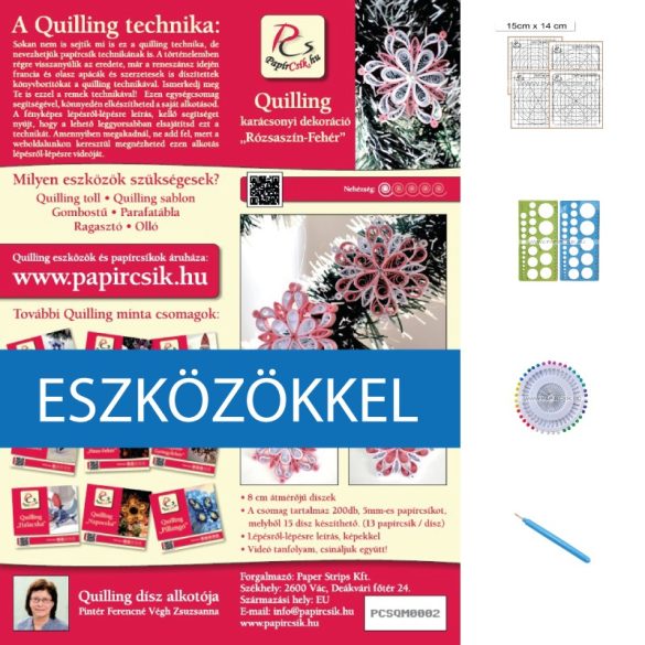 Ružovo-biela - Quilling vzor (200 prúžkov a popis, pomôcky)