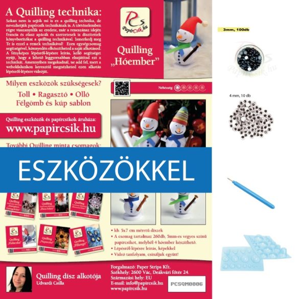 Snehuliak - Quilling vzor (260 prúžkov a popis, pomôcky)