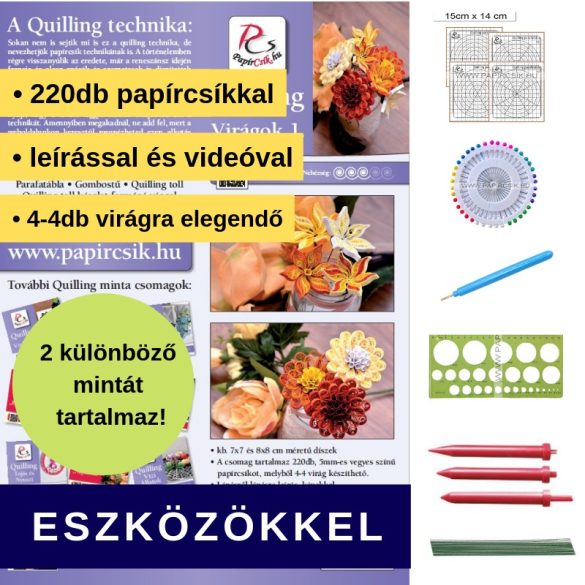 Kvety 1. - Quilling vzor (220 prúžkov a popis, pomôcky)