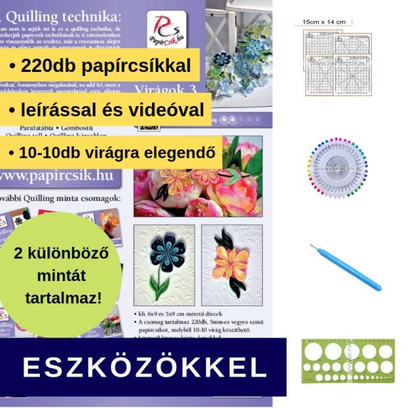 Kvety 3. - Quilling vzor (220 prúžkov a popis, pomôcky)