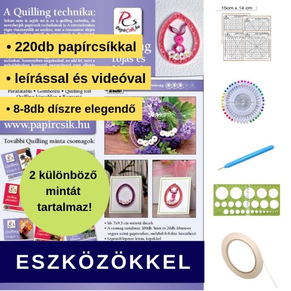 Vajíčko a Zajac - Quilling vzor (220 prúžkov a popis, pomôcky)